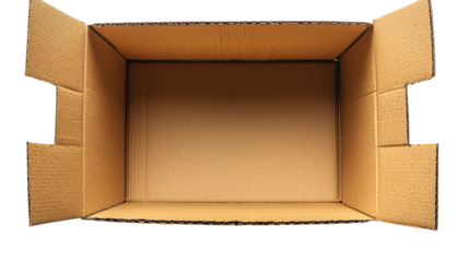 Sturdy Cardboard Box With Flaps Open For Efficient Packaging And Shipping, PNG, isolated on transparent background.