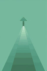 Fototapeta premium minimal flat upward arrow, solid green color, no background, centered, vector style
