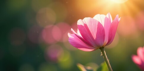 Fototapeta premium delicate pink petals unfolding in morning light, flowers, floral