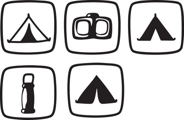 Essential Camping Equipment Vector Set