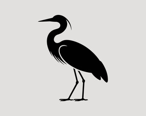 Obraz premium Elegant heron silhouette standing gracefully isolated on white background