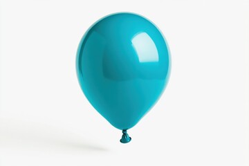 Blue balloon floating with helium on clean white background. Ideal for party decoration, celebration, birthday or event design concepts.