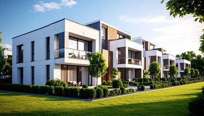 Modern Townhouses in Sunny Landscape