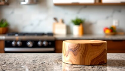 a stylish wooden cutting board set on a kitchen countertop, a fusion of functionality and design