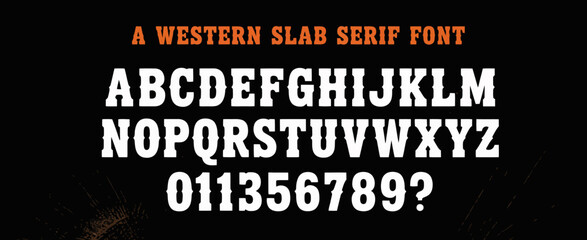 This stunning display of a classic western slab serif font offers charm and durability in any design, making it ideal for a variety of print and digital projects.