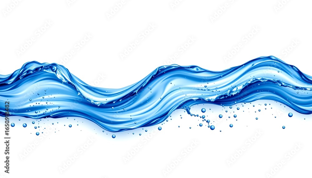 Poster a visual representation of flowing water in a wavy motion. the water is depicted with shades of blue