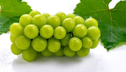Fresh green grapes with water droplets