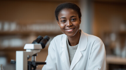 Female teacher checking science experiment with curiosity and smile