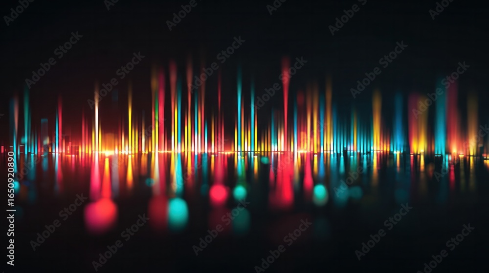 Aufkleber vibrant pulse of sound: a mesmerizing visualization of sound waves pulses with an array of luminous 