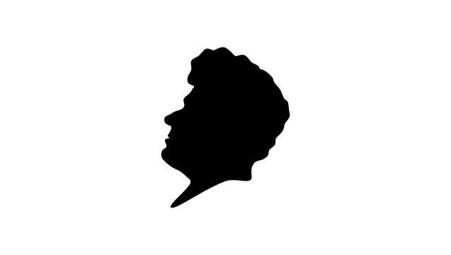 Stendhal portrait, black isolated silhouette