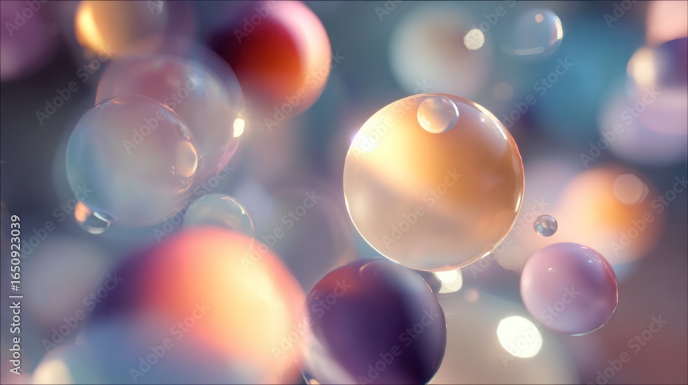 Aufkleber abstract bubbles: captivating abstract showcases a luminous sphere floating gracefully, creating an 