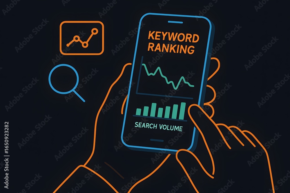 Aufkleber analyze keyword ranking and search volume on smartphone, boost your online presence with data driven