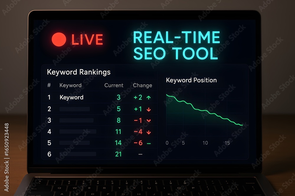 Aufkleber monitor live keyword rankings and track seo performance with this dynamic real-time analysis tool on