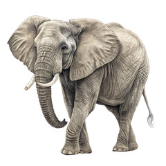 Fototapeta premium African Elephant Illustration Pencil Drawing, Isolated on Transparent Background, Wildlife Art, Elephant, Animal Illustration, Safari