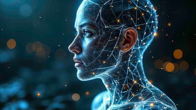 The blue light and shadow of tech savvy figures