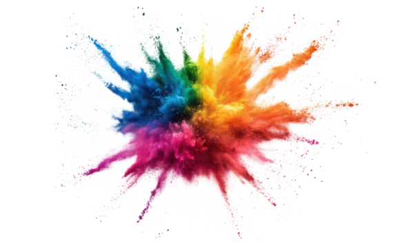 Colorful splash paint color powder on white background.png