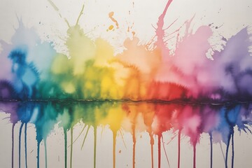 Fototapeta premium Vibrant watercolor rainbow splash pattern for creative projects, adding a modern touch and joyful energy to your design, perfect for backgrounds