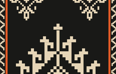 Obraz premium Ethnic abstract ikat art. Aztec ornament print. geometric ethnic pattern seamless color oriental. Design for background ,curtain, carpet, wallpaper, clothing, wrapping, Batik, vector illustration.