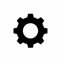 Black Gear Icon Vector Isolated on White