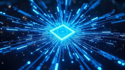 Square pattern with blue technology light effect