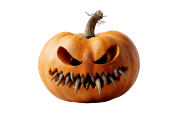 Scary pumpkin with sharp teeth for Halloween decor