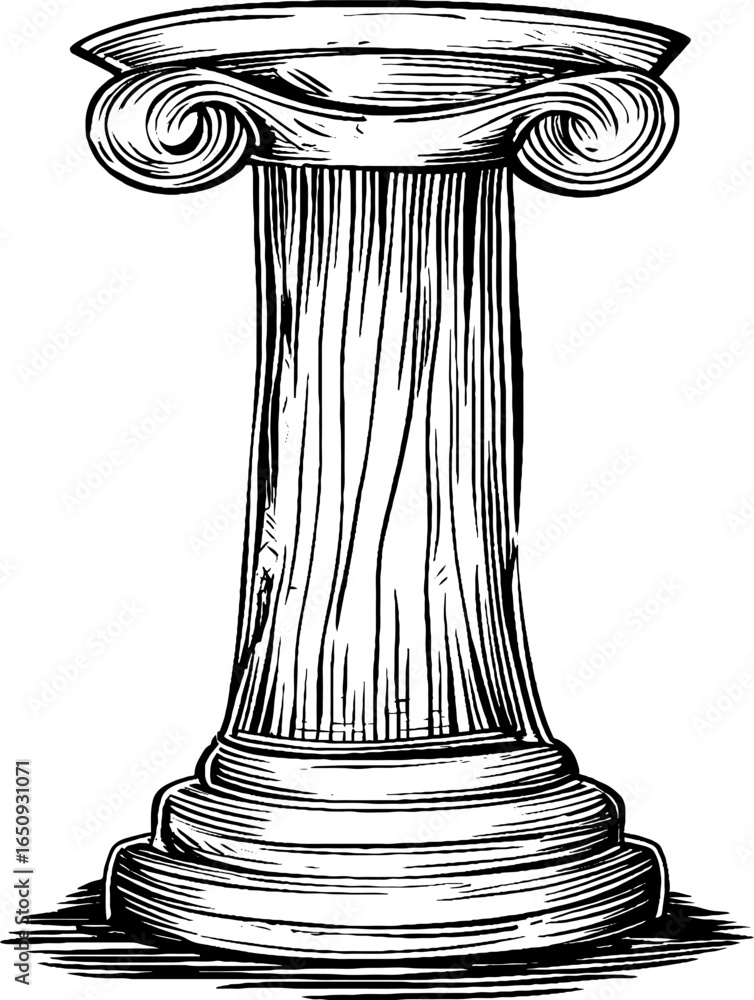 Aufkleber classical ionic column engraving - retro architectural design for art projects