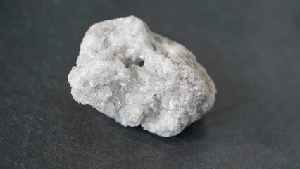 Madagascar Celestine mineral stone on black background  