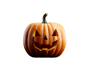 Carved pumpkin with a smiling face for Halloween