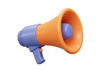 Orange and blue megaphone isolated on transparent background