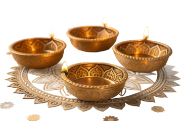 Traditional Brass Diya Set For Celebrations on AI generated by PNG
