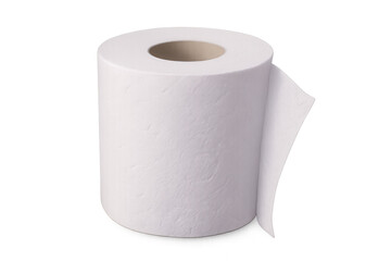 Toilet paper roll positioned on a transparent background, offering a clean and convenient option for bathroom hygiene and personal care