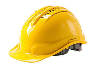  Yellow construction safety helmet, white background