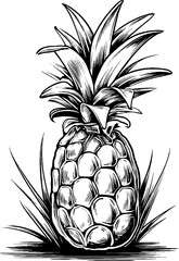 Obraz premium Vintage engraved pineapple drawing for design and decoration