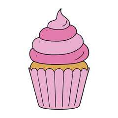 A delightful cupcake topped with fluffy pink cream, perfect for sweet cravings, celebrations, or a charming treat that’s as cute as it is delicious.
