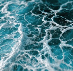 Close-up of foamy turquoise ocean waves