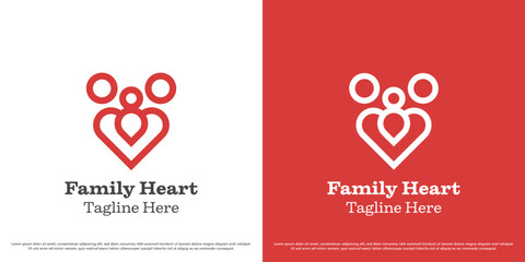 Family heart logo design illustration vector. Family love silhouette. Simple minimal parenting vector icon symbol.