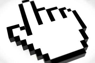 Pixelated hand cursor icon for computer interaction