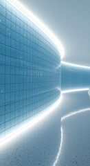 Obraz premium Abstract glowing blue digital tunnel with intricate geometric patterns and light streaks representing data flow and futuristic technology concepts