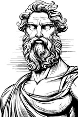 Fototapeta premium Zeus engraving art with bold black lines for mythology design