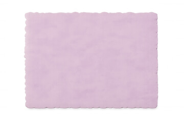 Rectangular light purple empty fabric label with scalloped edge, isolated on transparent background