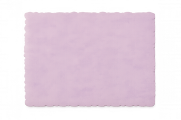 Rectangular light purple empty fabric label with scalloped edge, isolated on transparent background