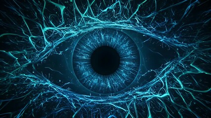 Abstract Blue Eye Digital Technology Vision Future Artificial Intelligence Cyber Science Network Design Internet Data - Powered by Adobe