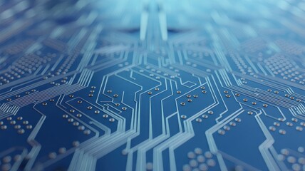 The Intricate Blue Circuit Board Pathways Reflecting Modern Technology and Innovation in Electronics