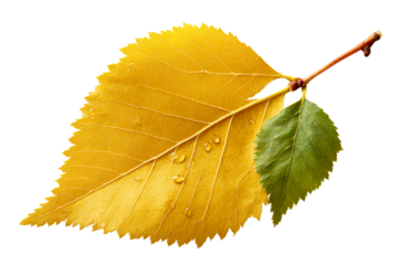 Autumn leaves with droplets, transparent