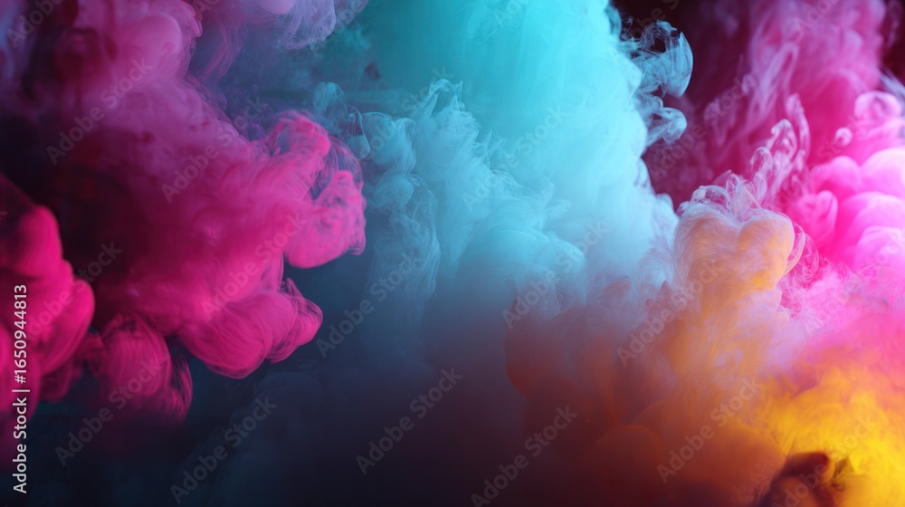 Poster abstract colorful smoke: an abstract swirl of vibrant colors in the form of smoke dances gracefully 