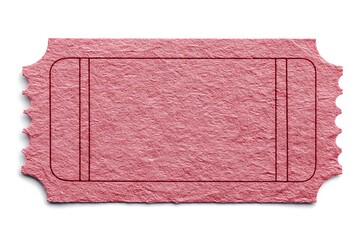 Empty vintage pink ticket on white for retro event admission design  
