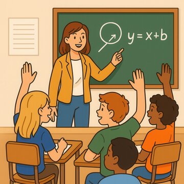 Teacher Explaining Math Lesson Illustration