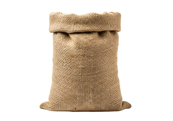 Plain burlap sack isolated on black background with detailed texture and natural color