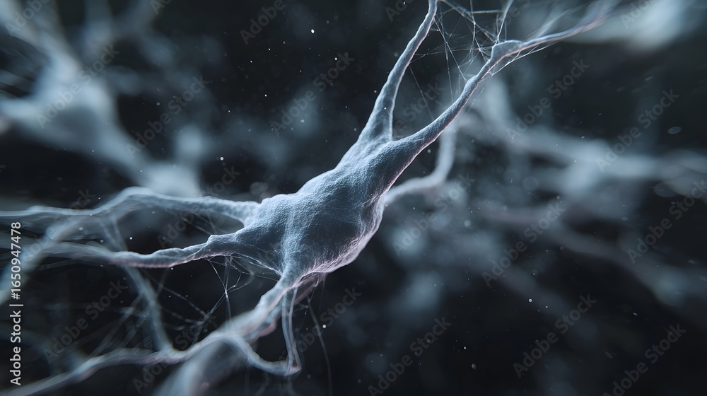 Poster futuristic neural network of interconnected data nodes