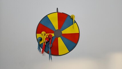 Colorful Target Wheel with Toy Birds Attached for Carnival Game